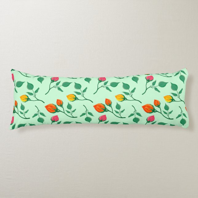 Floral pattern with coloured rose flowers  body pillow (Front)