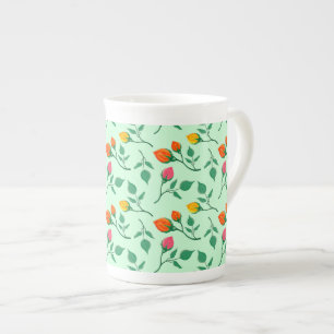 Floral pattern with coloured rose flowers bone china mug