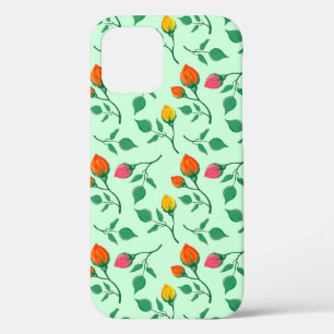 Floral pattern with coloured rose flowers iPhone 12 pro case