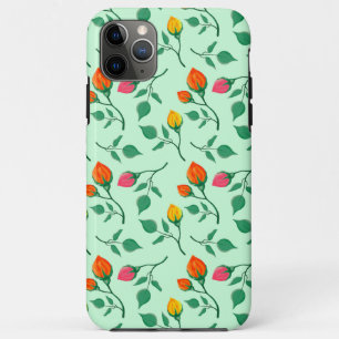 Floral pattern with coloured rose flowers iPhone 11 pro max case