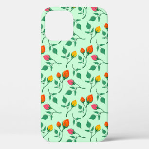 Floral pattern with coloured rose flowers iPhone 12 pro case