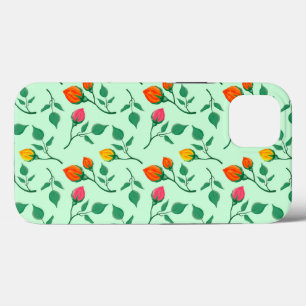 Floral pattern with coloured rose flowers  iPhone 13 case