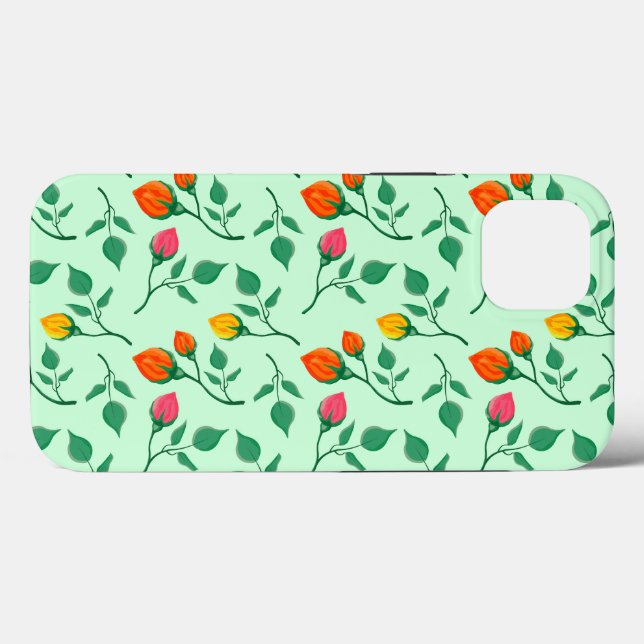 Floral pattern with coloured rose flowers  Case-Mate iPhone case (Back (Horizontal))