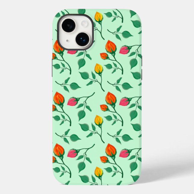 Floral pattern with coloured rose flowers  Case-Mate iPhone case (Back)