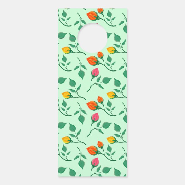 Floral pattern with coloured rose flowers  door hanger (Front)