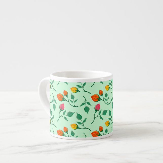 Floral pattern with coloured rose flowers  espresso cup (Front Left)