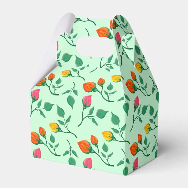Floral pattern with coloured rose flowers  favor box (Front Side)