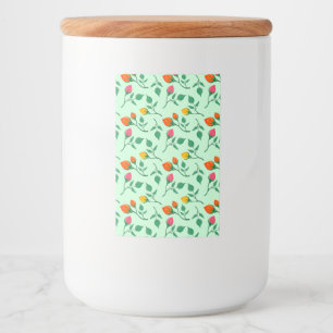 Floral pattern with coloured rose flowers  food label