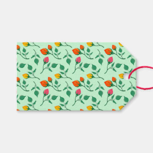 Floral pattern with coloured rose flowers  gift tags