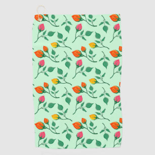 Floral pattern with coloured rose flowers  golf towel