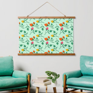 Floral pattern with coloured rose flowers hanging tapestry