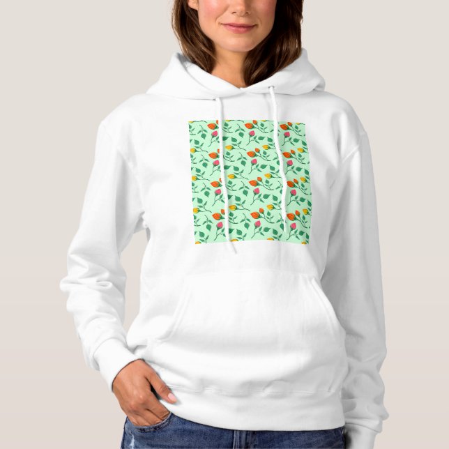 Floral pattern with coloured rose flowers  hoodie (Front)