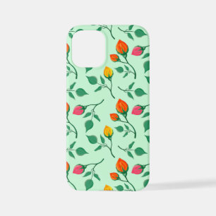 Floral pattern with coloured rose flowers iPhone 12 mini case