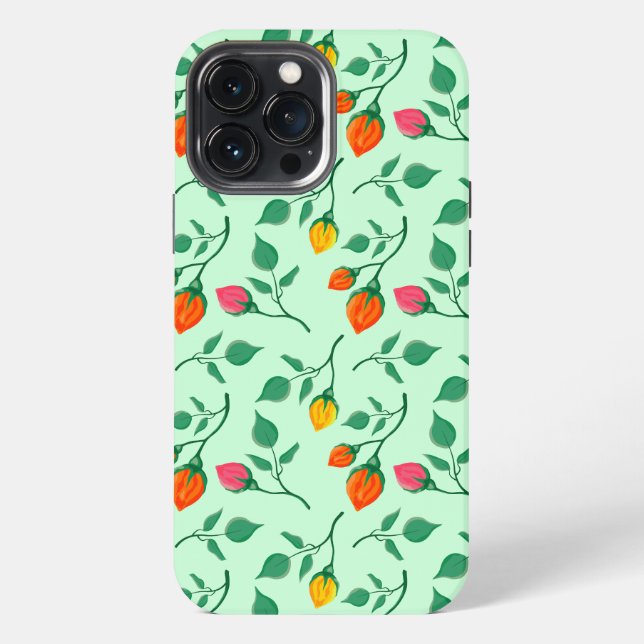 Floral pattern with coloured rose flowers  iPhone case (Back)