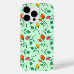 Floral pattern with coloured rose flowers iPhone 14 pro max case