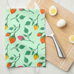 Floral pattern with coloured rose flowers   kitchen towel