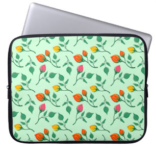 Floral pattern with coloured rose flowers laptop sleeve