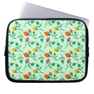 Floral pattern with coloured rose flowers laptop sleeve