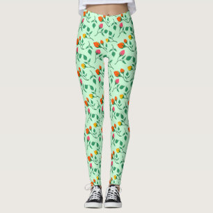 Floral pattern with coloured rose flowers leggings