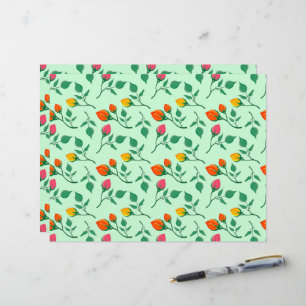 Floral pattern with coloured rose flowers letterhead