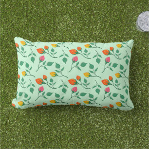 Floral pattern with coloured rose flowers  lumbar pillow