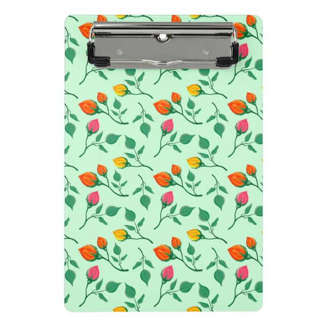 Floral pattern with coloured rose flowers  mini clipboard (Front)