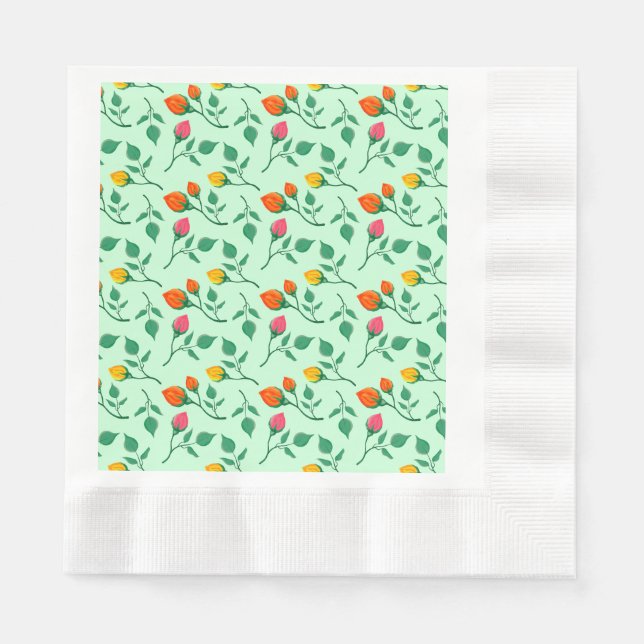 Floral pattern with coloured rose flowers  napkin (Front)
