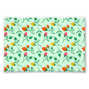 Floral pattern with coloured rose flowers photo print