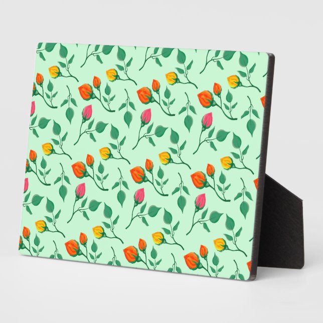 Floral pattern with coloured rose flowers  plaque (Side)