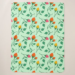 Floral pattern with coloured rose flowers sherpa blanket
