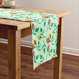 Floral pattern with coloured rose flowers short table runner