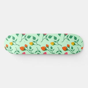 Floral pattern with coloured rose flowers  skateboard