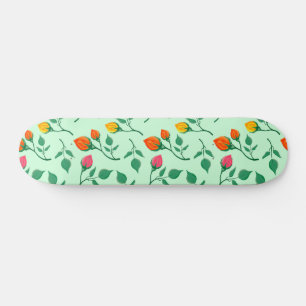 Floral pattern with coloured rose flowers skateboard