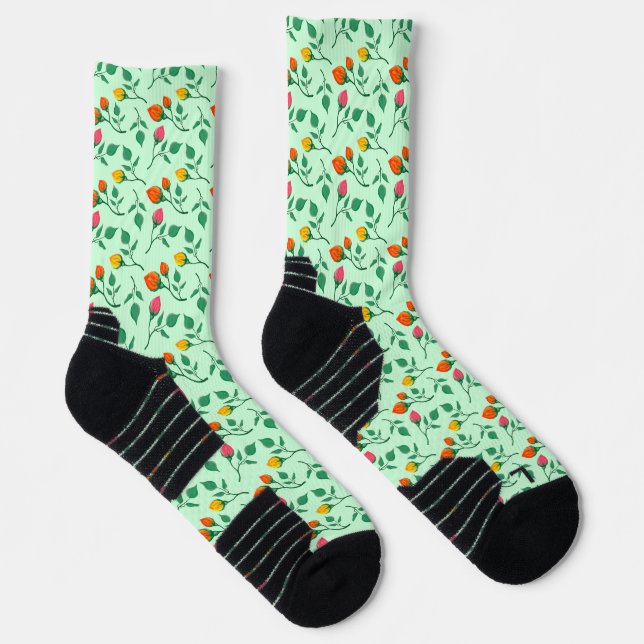 Floral pattern with coloured rose flowers  socks (Right)