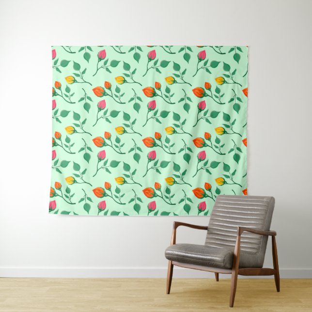 Floral pattern with coloured rose flowers  tapestry (In Situ (Horizontal))