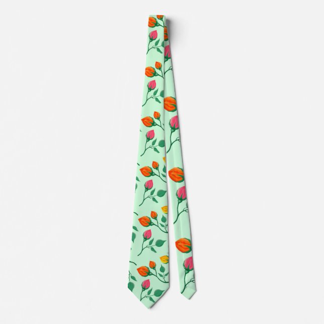 Floral pattern with coloured rose flowers  tie (Front)