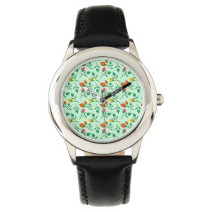 Floral pattern with coloured rose flowers  watch