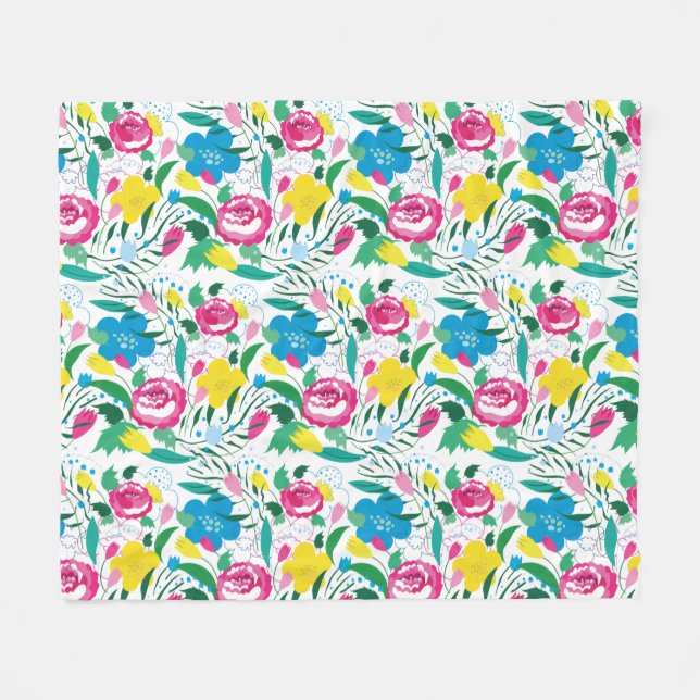 Floral pattern with colourful bouquet. fleece blanket (Front (Horizontal))