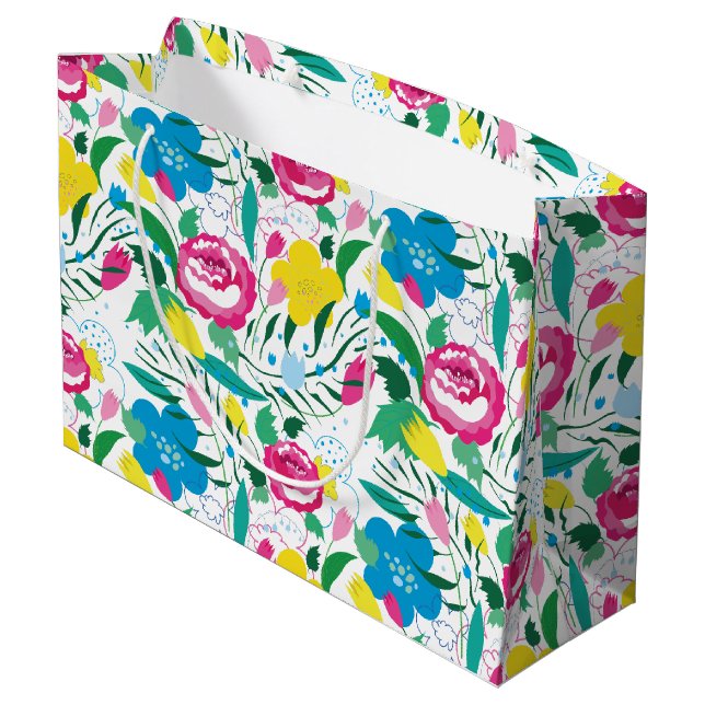 Floral pattern with colourful bouquet. large gift bag (Back Angled)