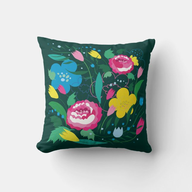 Floral pattern with colourful bouquet. throw pillow (Front)
