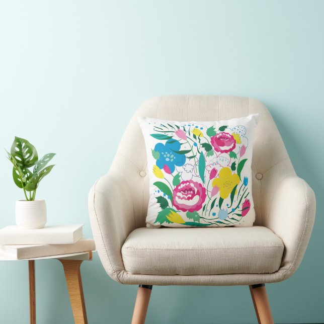 Floral pattern with colourful bouquet. throw pillow (Chair)