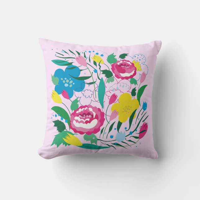 Floral pattern with colourful bouquet. throw pillow (Front)