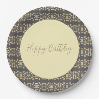 Floral Pattern With Cream And taupe Paper Plate
