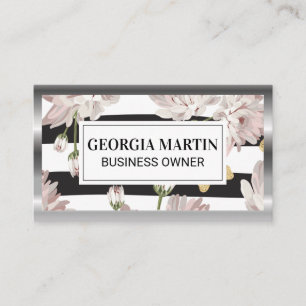 Floral pattern with glittering butterflies business card