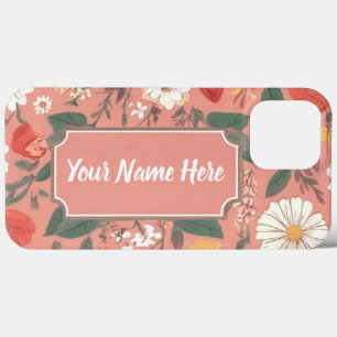 Floral Pattern With Name iPhone 13 Pro Max Case