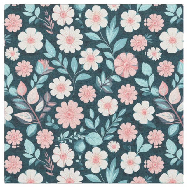 Floral Pattern With Pastel Flowers Fabric (Close Up)