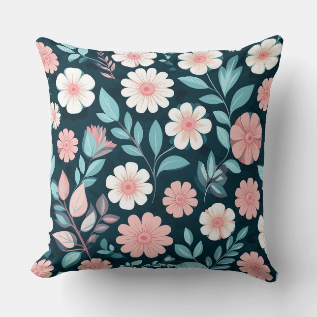 Floral Pattern With Pastel Flowers Throw Pillow (Front)