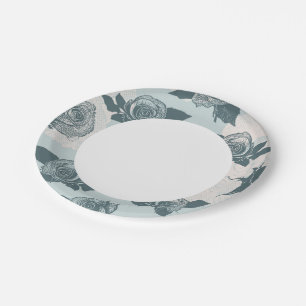 Floral pattern with rose paper plate