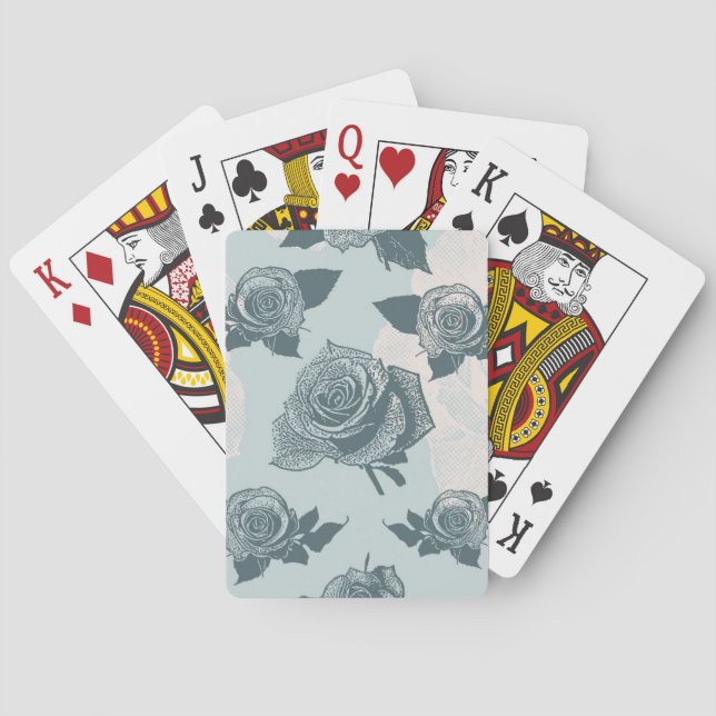 Floral pattern with rose playing cards (Back)