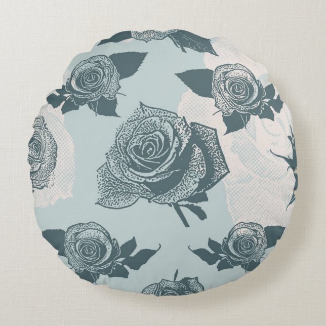 Floral pattern with rose round pillow (Front)